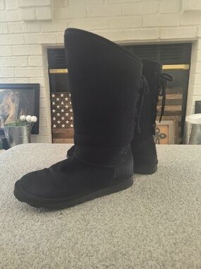 BearPaw Classic Black Tall Women's Suede Boots